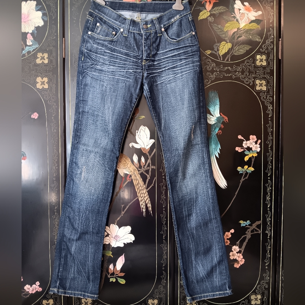 Vintage Dark Blue Straight Leg Jeans